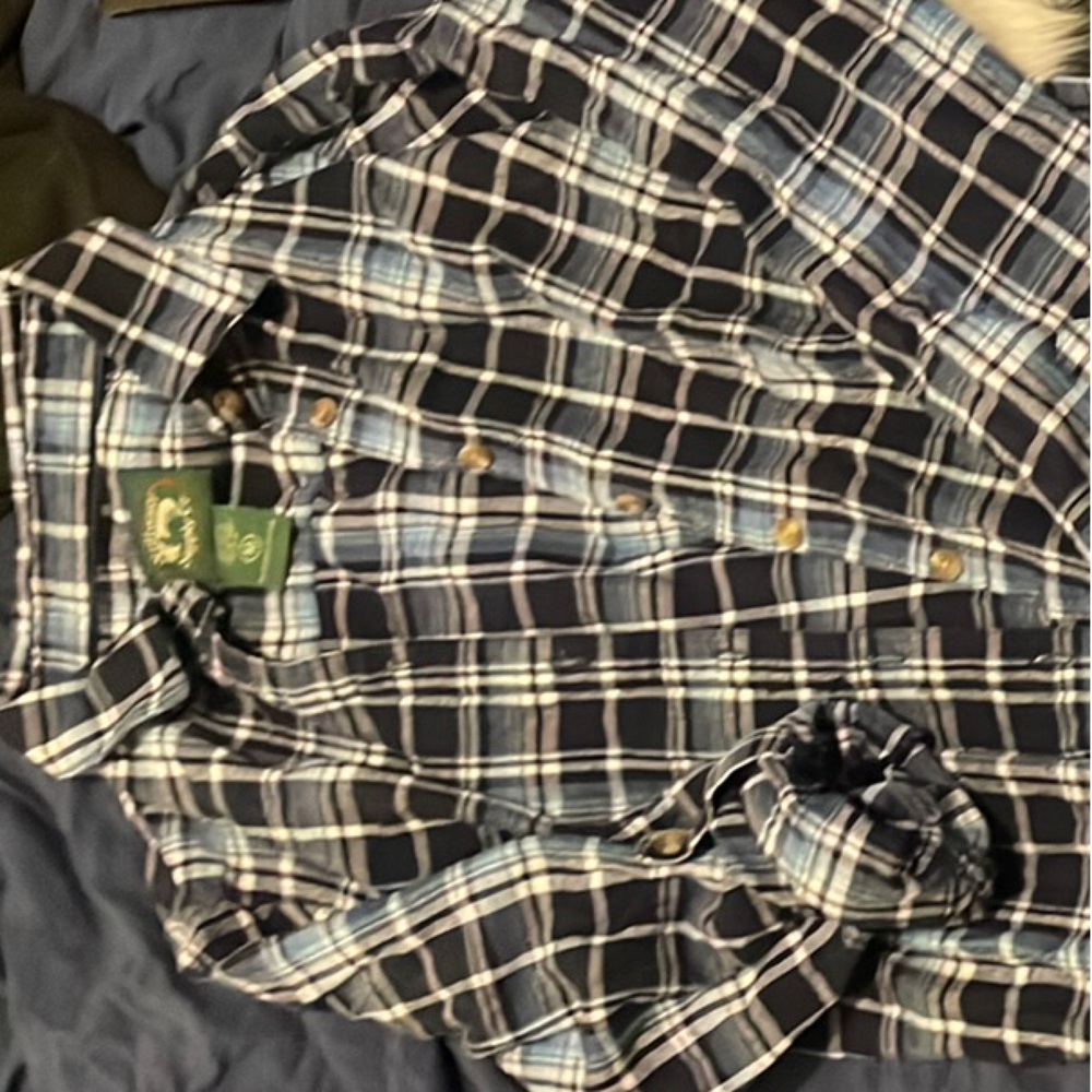 Blue Plaid Button-Up Flannel Dress